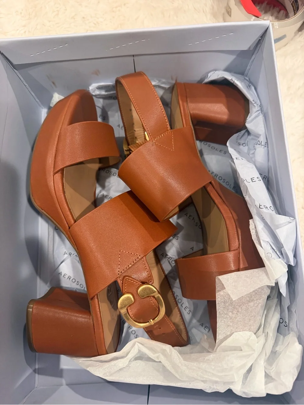 NIB Aeresoles Women’s Clay Canera Platform Sandals - Classic Block Heel
